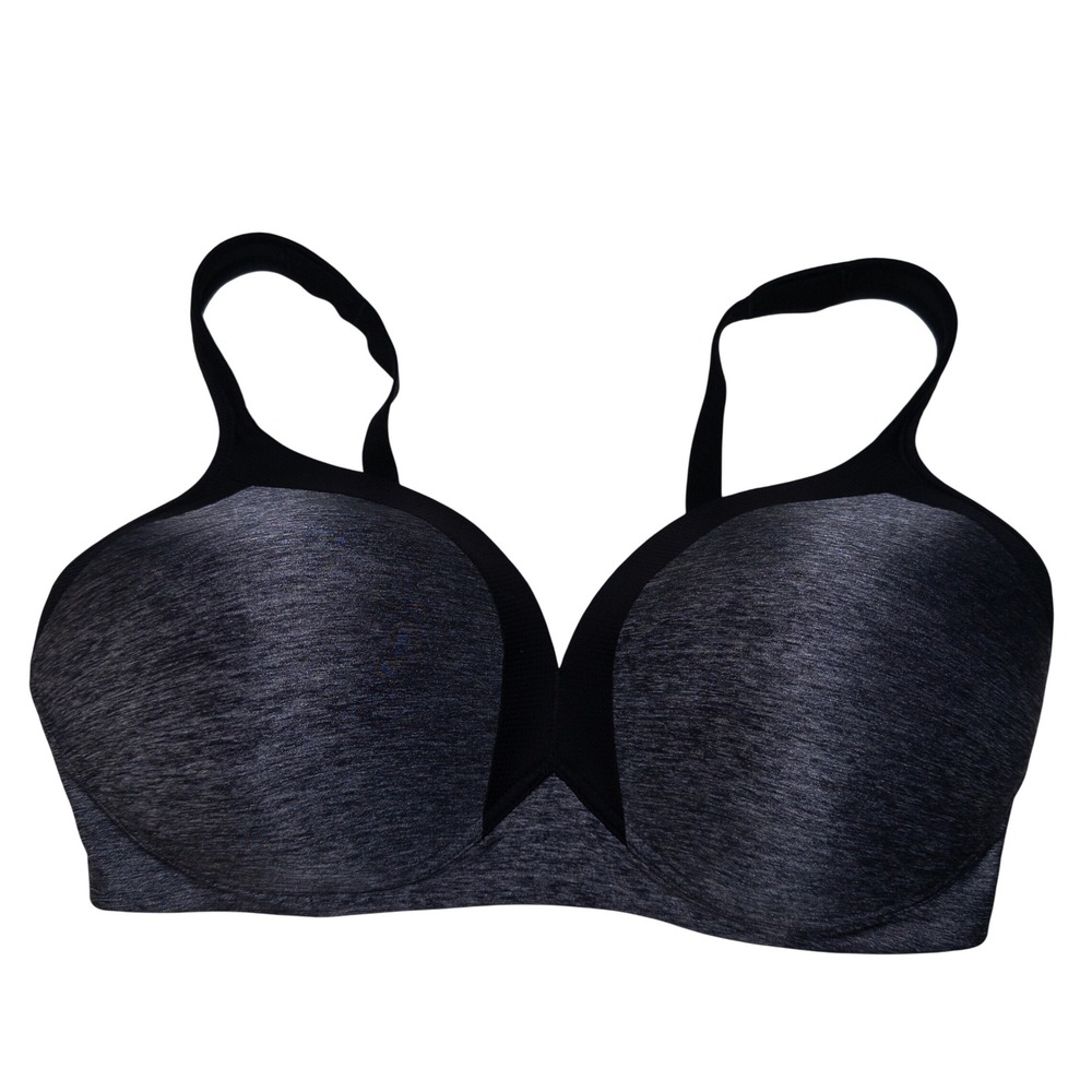 Olga by Warnera Bra 38DDD Gray Black Play It Cool Wire Free Full Figure Contour